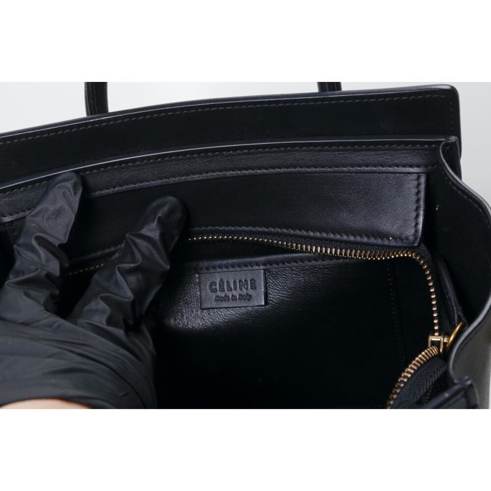 Celine Bag Nano Luggage Smooth Black Leather Crossbody Handbag Tote Authentic - Picture 5 of 16